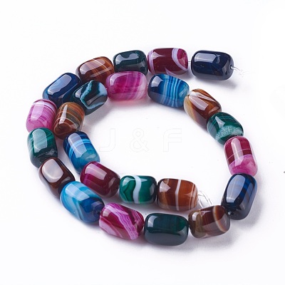 Natural Dyed Striped Agate/Banded Agate Beads Strands G-G775-B-M-1
