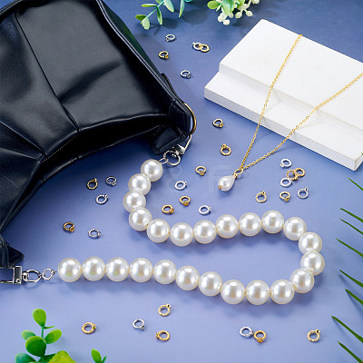 40Pcs 4 Colors Brass Ring Charm Connectors KK-TA0008-48-1