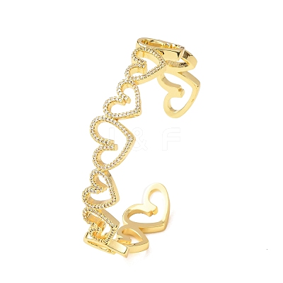 Brass Micro Pave Clear Cubic Zirconia Cuff Bangles for Women BJEW-C140-35G-1