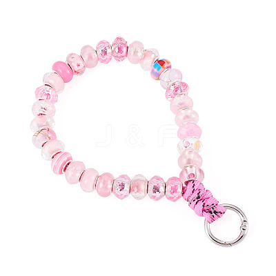 Resin Rondelle Bead with Polyester & Spandex Cord Phone Hand Strap Chains HJEW-TADJ0011-1