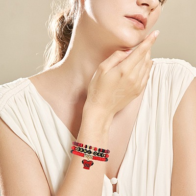 1 Set Handmade Polymer Clay Heishi Beads Stretch Bracelets Set BJEW-SZ0002-67A-02-1