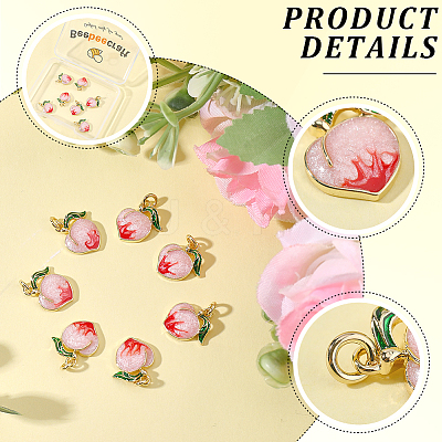 8Pcs Brass Enamel Peach Charms KK-BBC0025-20-1