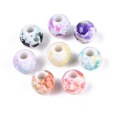 Printed Opaque Acrylic European Beads OACR-Q200-02-1