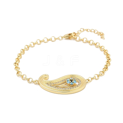 Brass Micro Pave Cubic Zirconia Link Bracelets BJEW-H202-03G-1