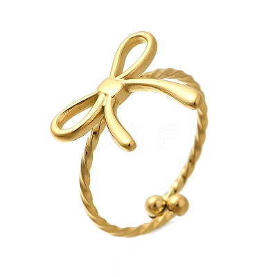 304 Stainless Steel Open Cuff Ring for Women RJEW-B109-01G-02-1