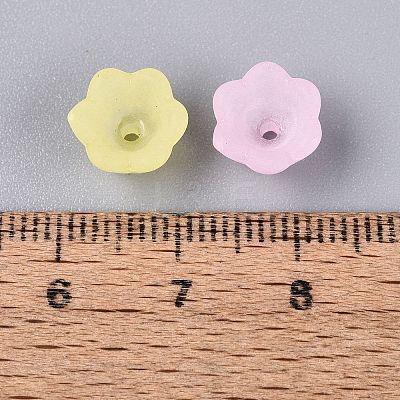Frosted Transparent Acrylic Flower Bead Caps OACR-Q203-01-1