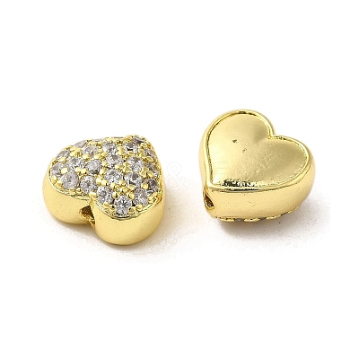 Valentine' s Day Brass Micro Pave Clear Cubic Zirconia Beads FIND-C045-03G-1