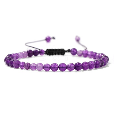 Adjustable Women's Amethyst Beaded Bracelet CN3407-53-1