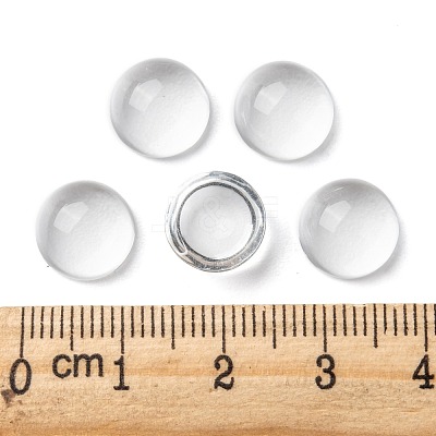 Transparent Half Round Glass Cabochons X-GGLA-R027-10mm-1