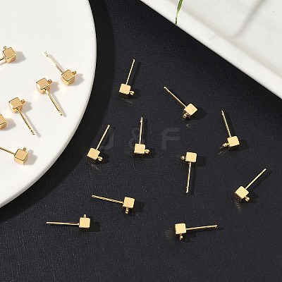 SHEGRACE Brass Cube Stud Earring Findings XGR0106G-121G-1