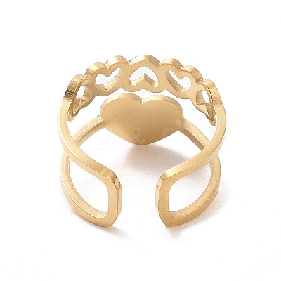 Stainless Steel Heart Open Cuff Rings for Women KK-A181-VF531-1