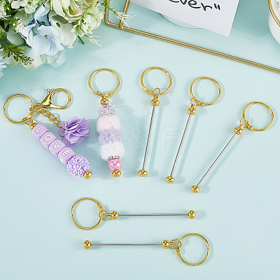 10Pcs Iron Bar Beadable Keychain Clasps AJEW-SC0003-89G-1