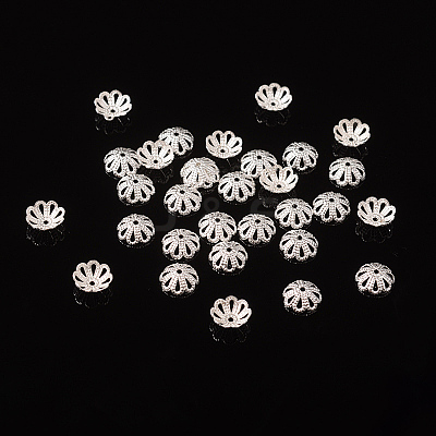 Silver Color Flower Brass Bead Spacer Caps X-EC131-S-1