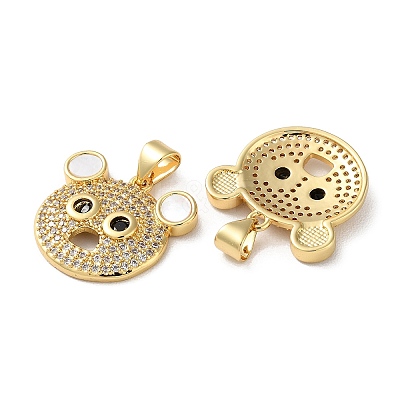 Brass Micro Pave Clear Cubic Zirconia Pendants KK-B083-40C-G-1