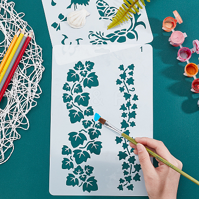 8Pcs 8 Style Plastic Drawing Painting Stencils Templates DIY-GF0004-82-1