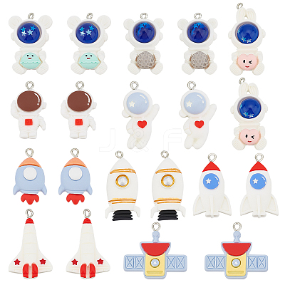 20Pcs 10 Styles Space Theme Opaque Resin Pendants FIND-PH0006-16-1