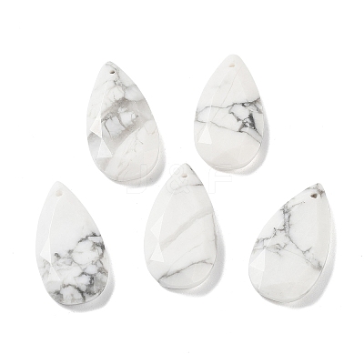Natural Howlite Faceted Pendants X-G-D082-01A-1