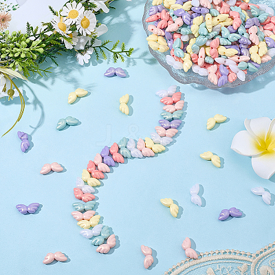 200Pcs UV Plating Opaque Acrylic Beads OACR-PA0001-89-1