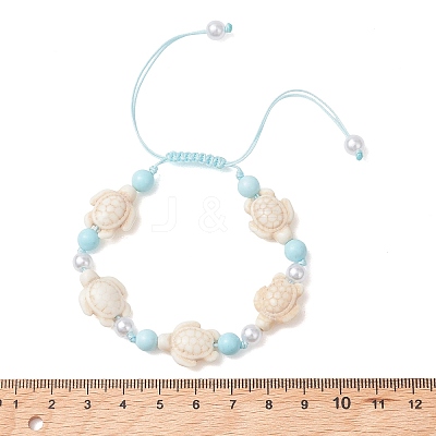 Adjustable Synthetic Turquoise & Natural Howlite Braided Bead Bracelets for Womem BJEW-JB13654-1
