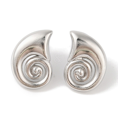 Snail Brass Stud Earrings for Women EJEW-Q389-06P-1