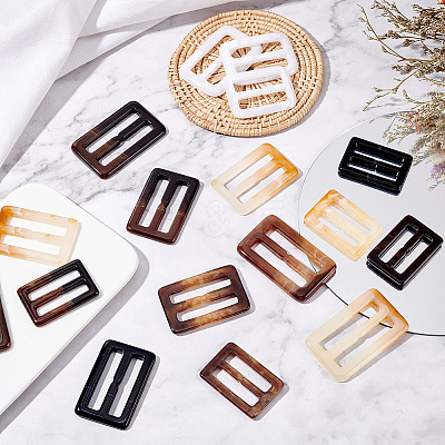 30Pcs 15 Style Rectangle Shape Resin Buckle Clasps RESI-FG0001-03-1