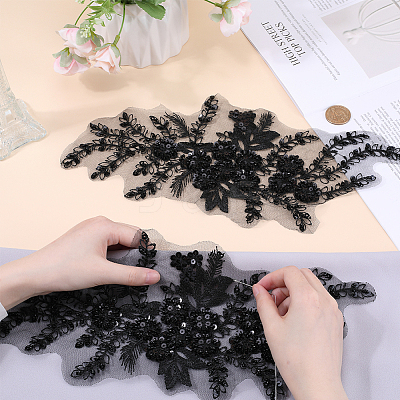 3D Flower Polyester Embroidery Sew on Appliques PATC-WH0012-02A-1
