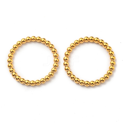 304 Stainless Steel Round Beaded Finger Ring STAS-B045-09G-1