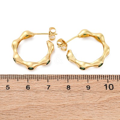 Green Cubic Zirconia Round Stud Earrings EJEW-F314-06G-1