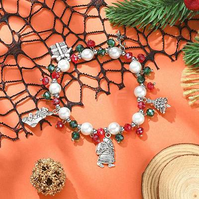 Colorful Glass Beaded Stretch Bracelet BJEW-JB09497-1