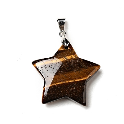 Natural Tiger Eye Pendants G-I319-04P-04-1