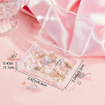 6 Pairs 2 Colors Brass Grass Shape Stud Earring Findings KK-CN0001-91-1