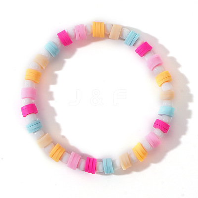 Sweet Fashion Heishi Polymer Clay with Glass Seed Beaded Stretch Bracelets NM1149-1