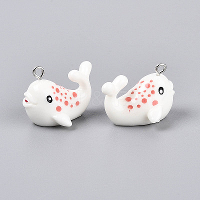 Sea Animal Theme Opaque Resin Pendants X-RESI-D071-04H-1