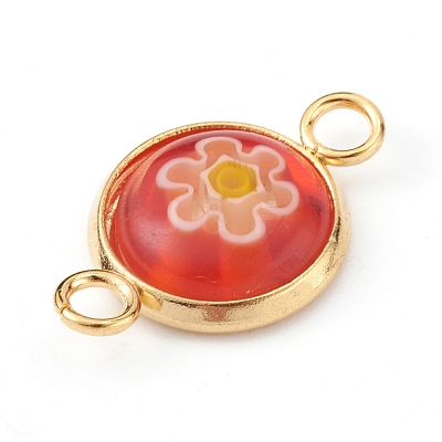 Handmade Millefiori Glass Links Connectors PALLOY-JF00628-1