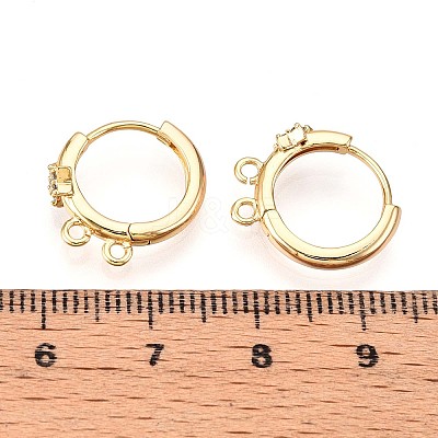 Brass Micro Pave Cubic Zirconia Hoop Earring Finding KK-N261-46G-1