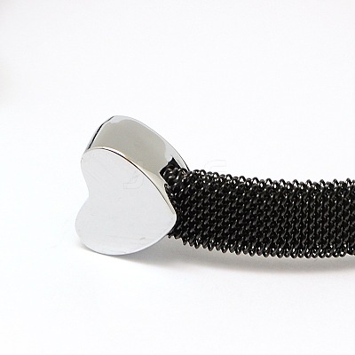 304 Stainless Steel Mesh Bangles BJEW-N225-34B-1