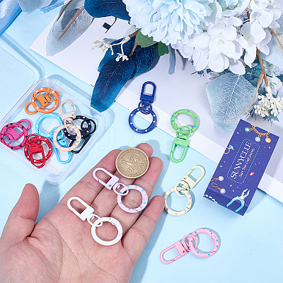 14Pcs 14 Colors Spray Painted Zinc Alloy Keychain Clasps FIND-SC0022-50-1