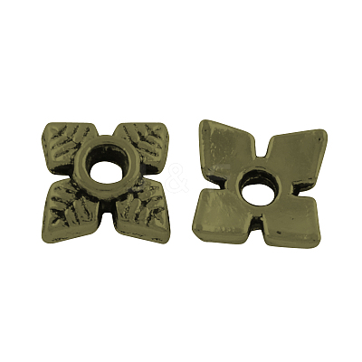 4-Petal Tibetan Style Alloy Bead Caps TIBEP-R304-119AB-LF-1