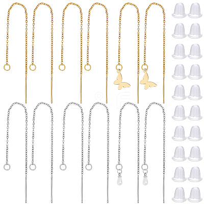 8 Pairs 2 Colors 304 Stainless Steel Earring Findings STAS-BBC0009-72-1