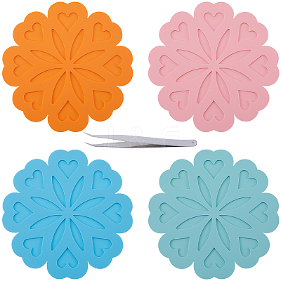 4Pcs 4 Colors Silicone Placemats AJEW-GF0008-27-1