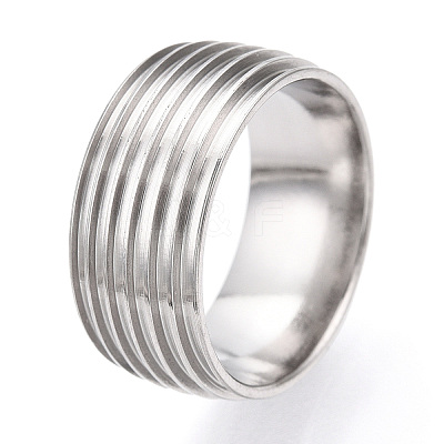 201 Stainless Steel Grooved Finger Ring Settings STAS-WH0047-10S-1