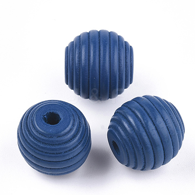 Painted Natural Wood Beehive Beads WOOD-S049-04B-02-1