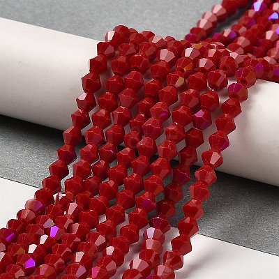 Opaque Solid Color Electroplate Glass Beads Strands EGLA-A039-P4mm-L01-1