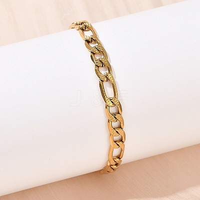 304 Stainless Steel Figaro Chain Bracelets for Women BJEW-G757-15G-1