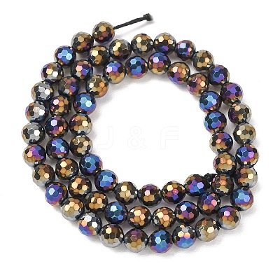 Electroplated Natural Agate Beads Strands G-B191-A07-6mm-04-1
