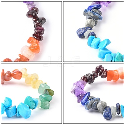 Chakra Gemstone Stretch Bracelets BJEW-JB02288-02-1