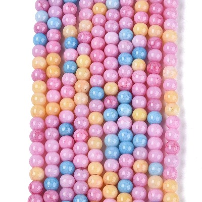 Ombre Effect Opaque Crackle Glass Beads Strands GLAA-Q106-01A-A08-1