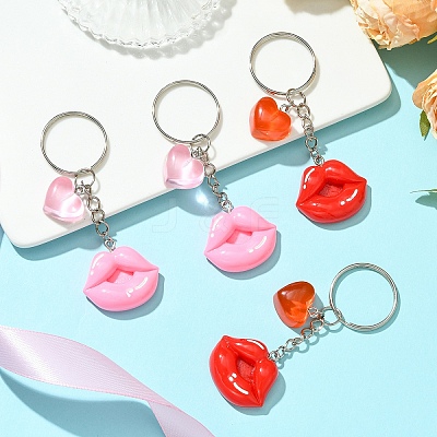 2Pcs Resin Pendants Keychain KEYC-YW00191-01-1