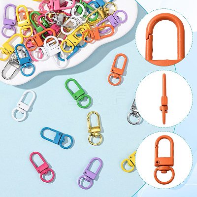 60Pcs 10 Colors Zinc Alloy Baking Paint Swivel Snap Hooks Clasps FIND-FS0005-10-1