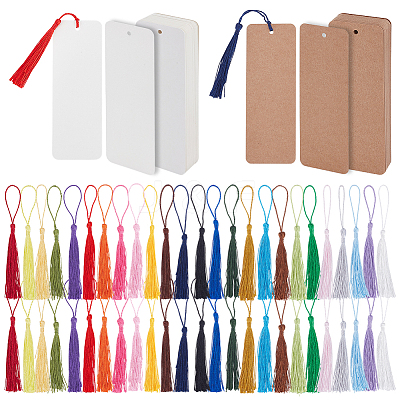 200Pcs 2 Colors Rectangle Paper Blank Bookmark FIND-GO0004-12-1